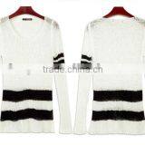 Ladies Summer Loose Knitting Deep Round Neck Fashion Sweater