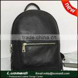 small order fashion design black leather backpack for ladies,genuine leather backpack for ladies accept low MOQ