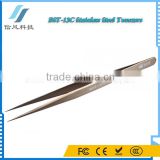 BST-12C Highly Precise Stainless Steel Tweezers Gold for Repairing