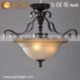 indoor hotel vintage black wrought iron ceiling lamps, decoration wrought ceiling lamps