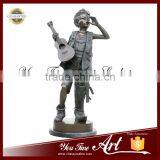 Outdoor Decor Bronze Boy Statue With Guitar Statue thumbnail-1