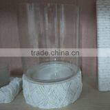 Factory Price Wholesale Natural Stone Candle Holder With Clear Glass thumbnail-1