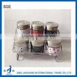 6 Pcs Cylinder Eco-friendly Glass Jar for Spice With Iron Stand thumbnail-1