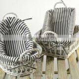 Willow Storage Basket With Hollow Pattern and Black Stripe Liner thumbnail-1