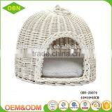 Wholesale Small Animals Use Woven Wicker Pet Cages Indoor Cat House With Mattress thumbnail-1