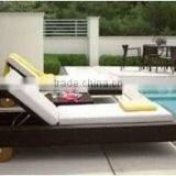 Outdoor Rattan Furniture Sun Lounger With Tea Table thumbnail-1