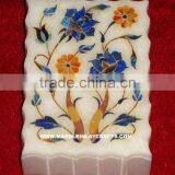 Lapiz Lazuli Marble Inlay Box, Marble Inlay Jewellery Box, Marble Jewellery Boxes, Gemstone Inlay Marble Box, Jewellery Boxes thumbnail-1