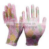 NMSAFETY 13 Gauge pu Coated Gloves/flower Print Garden pu Gloves thumbnail-1
