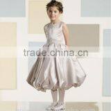 New Designer Baby Gown Satin Round Neck Lace Bow Girl Dress Long thumbnail-2