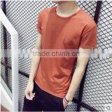 2017 Men of Pure White Collar T-shirt Men's Short Sleeve Pure Color Clothes thumbnail-5