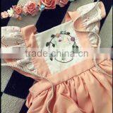 New Design Light Pink Cotton Dress Embroidery Bunny Dress Holiday Remark Cotton Dresses For Kids thumbnail-3