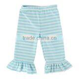 100% Cotton Knit Strip Fabric Single Ruffle Capri Pants thumbnail-3