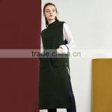 2017 New Design Women Green Color Vest Sweater Stand Collar Side Vent Sweater thumbnail-1