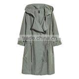 Hooded Parka Diagonal Zip Drawstring Waist Womens Long Warm Jackets thumbnail-5