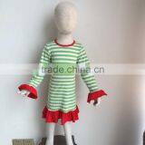 2015 Baby Christmas Deresses Greem Stripe Red Ruffle Baby Long Sleeve Dress YW-161 thumbnail-2