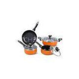 Orange 7 Pcs Nonstick Pan Set Stamped , Aluminum Cookware Sets thumbnail-1