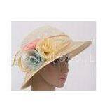 White 8cm Short Brim Womens Church Hats , 57cm Flower Fascinators Hat For Ladies thumbnail-1
