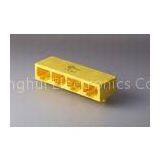 Full Plastic Yellow RJ45 Female Connector , Multi-port RJ45 8P8C 1 X 4 Port Without LED Gold Plate thumbnail-1