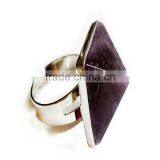 Pyramid Crystal Natural Stone Amethyst Pendant Ring thumbnail-2