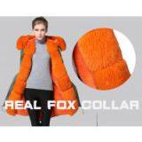 Fashion France White Real Raccoon Fur Collar Fox Fur Coat