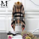 Fashion Women Real Raccoon Fur Hood Shawl Wool Cashmere Scarves Shawls thumbnail-1