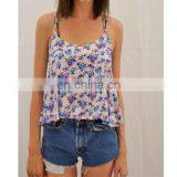 New Fashion Floral Printed Summer Crop Tank for Girls thumbnail-1
