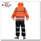 Orange Reflective Safety Polyester Worker Rain Coat thumbnail-4