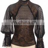 Steampunk Blouse With Jabot Laced See-through Bust Detail and Open Back thumbnail-2