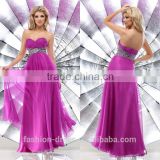New Cheap Sweetheart Beaded Waistband Empire Purple Prom Dresses