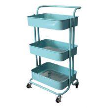 Movable Kitchen Trolley High Quality Storage Holders  Foldable Metal Cart thumbnail-3
