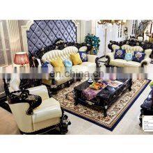 European Luxury Antique Genuine Leather Living Room Sofa Set Living Room Furniture thumbnail-1