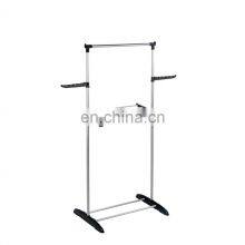 Simple Design Movable Two Layer Stainless Steel Cloth Single Bar Garment Display Rack
