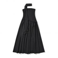 One-shoulder Cinched Waist Tube Top Gown, Long Dress With Zipper, Body-hugging, Asymmetrical Slit, Sexy Vacation Dress thumbnail-1