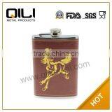 Customized Logo Leather Wrapped Cool Hip Flasks Gifts for Him