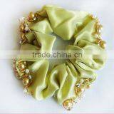 Yellow Velvet Bun Scrunchy Rhinestone Hair Ponytail Holder Hair Accessories thumbnail-1