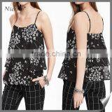 2016 the Lastest Design Printed Wholesale Black Ladies Tops