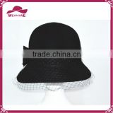 Fashion womens wool cloche hat with mesh