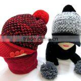 New Design Unisex Knitting Hat With the Brim and Scarf Sets