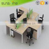 Sunshine Furniture Cheap 4 Person Office Partition Used Wood Laminate Melamine Finishing With Mobile Pedestal thumbnail-6
