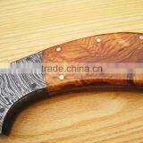 A STUNNING/SMART IMAGES WITH OLIVE WOOD HANDLE DAMASCUS STEEL HUNTING KNIFE thumbnail-5