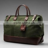 Leather canvas carryall weekender bag/briefcase