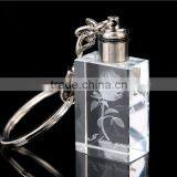 Beautiful 3D Laser Rose Crystal Keychain With Led Light for Wedding Gift thumbnail-3