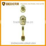 Hot Selling Luxury Zinc Alloy Satin Brass Finish Big Handle Outdoor Gate Lock thumbnail-1