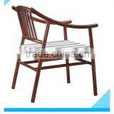 Aluminum Wood Look High Quality Armrest Dining Chair thumbnail-2