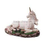 7.5 Inch White Magical Resin Unicorn With Lady Bug and Flowers Statue Figurine thumbnail-1