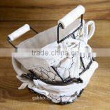 Vintage Metal Chicken Wire Storage Basket With Removable Fabric Liner thumbnail-4