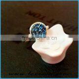 Ladies Natural Quartz Silver Amethyst Agate Druzy Ring thumbnail-3