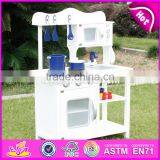 2017 New Design Children Pretend Play White Wooden Toy Kitchen Play Set W10C045W thumbnail-3