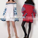 Ukrainian Vyshyvanka Off-The-Shoulder Tunic Linen Mexican Hand Embroidered Dresses Wholesale Names Of Ladies Dress 2016 HSD5664 thumbnail-1