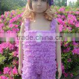 2014 Wholesale Factory Sales Sleeveless Unisex Baby Petti Ruffle Baby Lace Leopard Printed Chiffon Romper Bodysuit